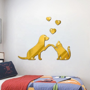 Adesivo Murale Decorativo Fai-da-Te in Acrilico con Motivo Gatto e Cane, Lastra Acrilica a Specchio Autoadesiva Impermeabile - Product Image 4