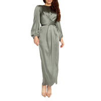 Abaya Musulmane Arabe de Dubaï en Soie Satinée Légère à Manches Longues Longueur Cheville Élégante et Modeste pour Femme Islamique Printemps-Été