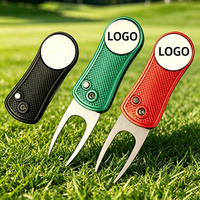 Outil de réparation de divots de golf rétractable en alliage d'aluminium et acier inoxydable, marqueur de balle magnétique, option logo personnalisé, 10 couleurs, vente en gros
