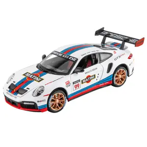 diecast model car 1:24 Porch 911 supercar with sound and light pullback doors open ornament decorate metal car model toys