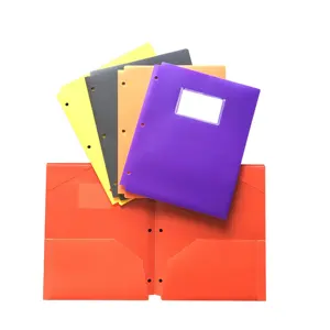 US Letter Size Poly Portfolio Plastic File Folders PP Documents Holder With 3 Holes Punch