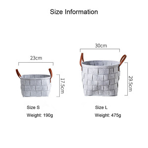 Cesta de almacenamiento tejida de fieltro plegable organizador de juguetes impermeable negro con mango de cuero - Product Image 6