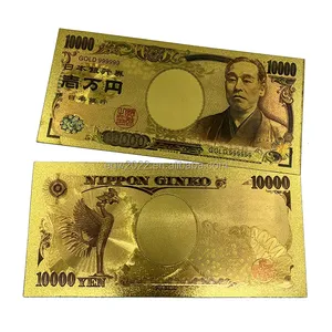 Ready stock Japan prop money 10000 yen plastic 24k gold foil plated banknotes
