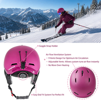 Casque de ski double coque PC moulé en interne avec 9 aérations, boucle ITW, casque de snowboard SPORT, casque de ski personnalisé, casque de vélo