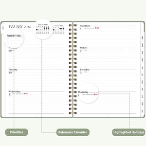 Agenda Personalizada 2026 de Cuero PU A5 con 6 Anillas, Planificador Semanal y Mensual, Calendario Académico, Cuaderno Espiral <span class=keywords><strong>para</strong></span> la Escuela y la Oficina - Product Image 5