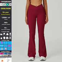 Legging de yoga taille haute personnalisé avec logo, coupe droite et large, évasé, taille en V, grande taille pour femme