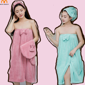 Vente en gros de serviette de salon pour femmes bandeau de bain bandeau magique réglable serviettes de spa en coton pour le séchage des cheveux jupe de bain - Product Image 1