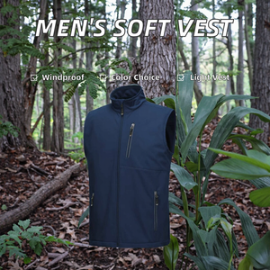 Chaleco Softshell ligero personalizable para hombre, para senderismo, correr, Golf, soporte de invierno, cremallera frontal, respetuoso con el medio ambiente, suministro ODM Anti-UV - Product Image 3