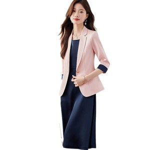 Women's 3/4 Sleeve Suit Jacket Summer Thin Style Petite Fit 2025 New Casual Mid Sleeve Professional Suit Set - Product Image 4