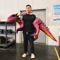 Marionnette d'épaule animatronique réaliste, dragon bébé contrôlé à la main, yeux qui clignent, bouche ouverte, accessoires de spectacle pour parcs à thème, fêtes et spectacles