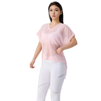 Ensemble de yoga en maille respirante rose deux pièces Shorts de vêtements de fitness de gymnastique élastiques et serrés et vêtements de yoga de conception supérieure