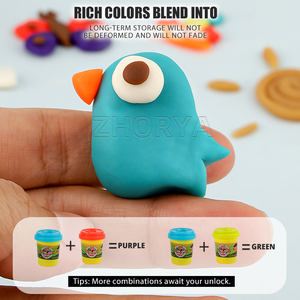 Zhorya mainan kerajinan anak-anak, 8 buah Diy warna kerajinan tangan air kering tanah liat lembut Montessori - Product Image 4