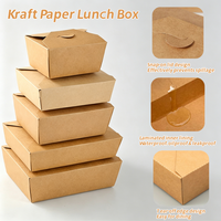 Boîte à emporter en papier kraft imprimé sur mesure, résistante à l'huile, pour emballer des en-cas frits, pour la restauration, emballage alimentaire