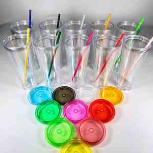 Gobelet DIY à paillettes remplissable 24oz 720ml, double paroi, en plastique transparent avec paille, design couleur personnalisé, idéal pour fêtes, célébrations, cadeaux - Product Image 1