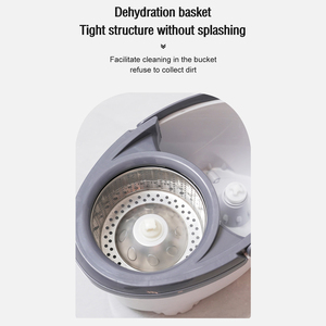 <span class=keywords><strong>360</strong></span> xoay thép không gỉ vắt xô tay miễn phí tự vắt sợi nhỏ ma thuật quay lau với mái chèo để làm sạch nhà - Product Image 2