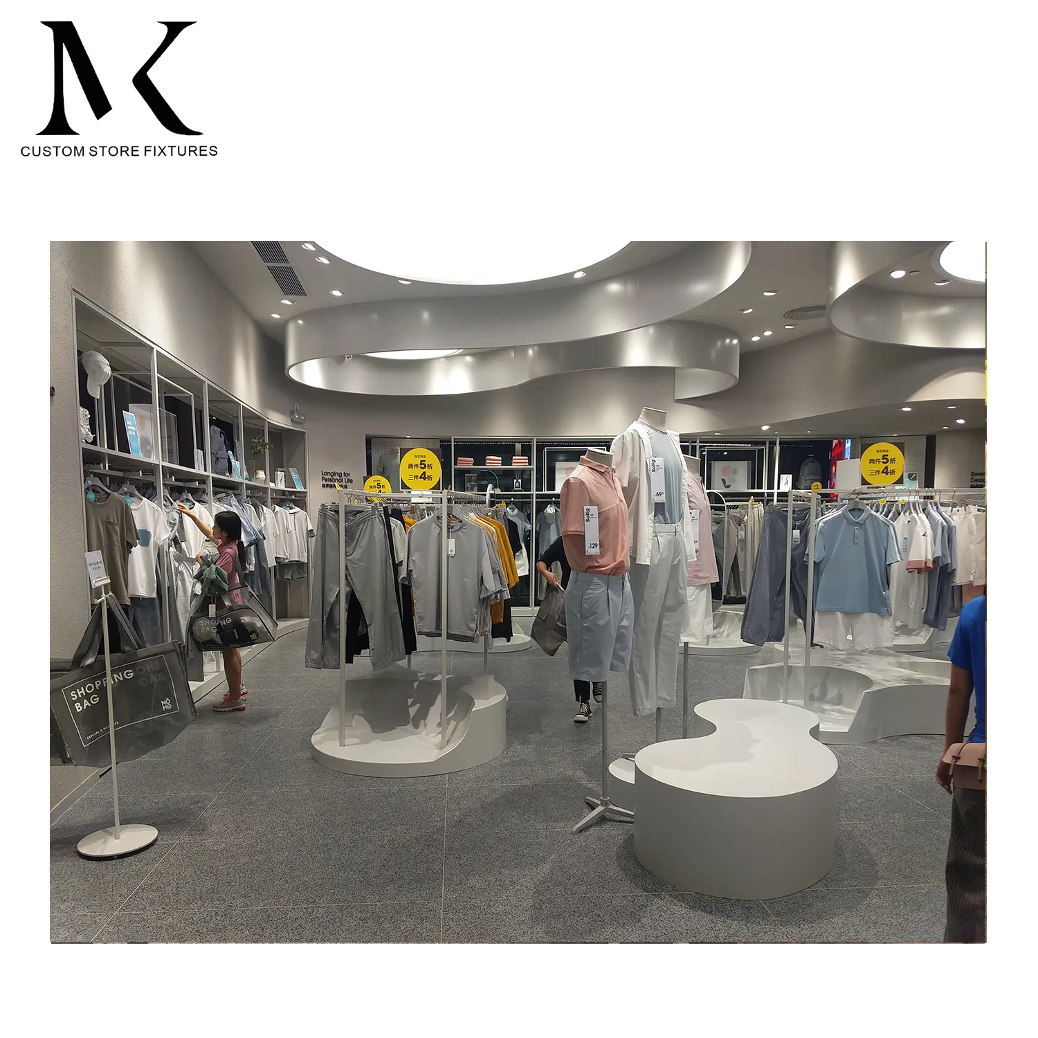 Lishi supermarket shopping mall garment furniture men clothing store clothing display store design for small clothing