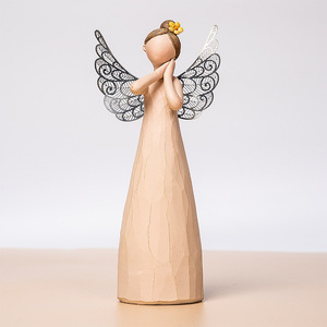 İskandinav karikatür süs melek heykel Lron kanatları kızlık melek el boyama reçine heykeli - Product Image 4