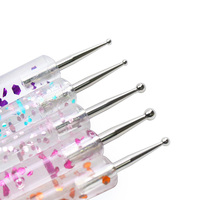 Stylo de presse à double tête avec poignée liquide pailletée personnalisé stylo de pointage d'ongle 5 pièces/ensemble stylo de pointage d'ongle