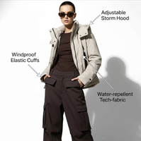 Veste matelassée à capuche pour femme, personnalisable, chaude, respirante, coupe-vent, avec logo imprimé, 200g-250g, manches longues, tissu polyester