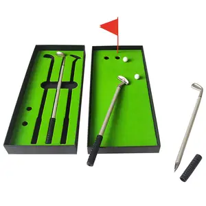 Pen Set Men Dad Putting Green Desktop Gag Office Desk Sports Games Mini Golf Toy Gift Club Game
