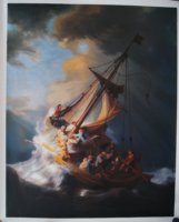 Rembrandt Van Rijn Christ dans la tempête sur la mer de Galilée, reproduction de peinture à l'huile peinte à la main de haute qualité sur toile