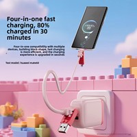 Cable de Datos para Teléfono Móvil 4 en 1 con Diseño Lego para Conectores Tipo C, Línea de Carga Súper Rápida para Teléfonos Android