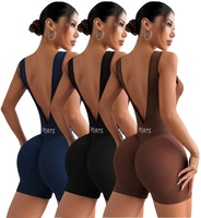 Nouvelles combinaisons de yoga sans coutures pour femmes, taille en V, dos nu, effet froncé, tenues de sport, vêtements de fitness, survêtements une pièce