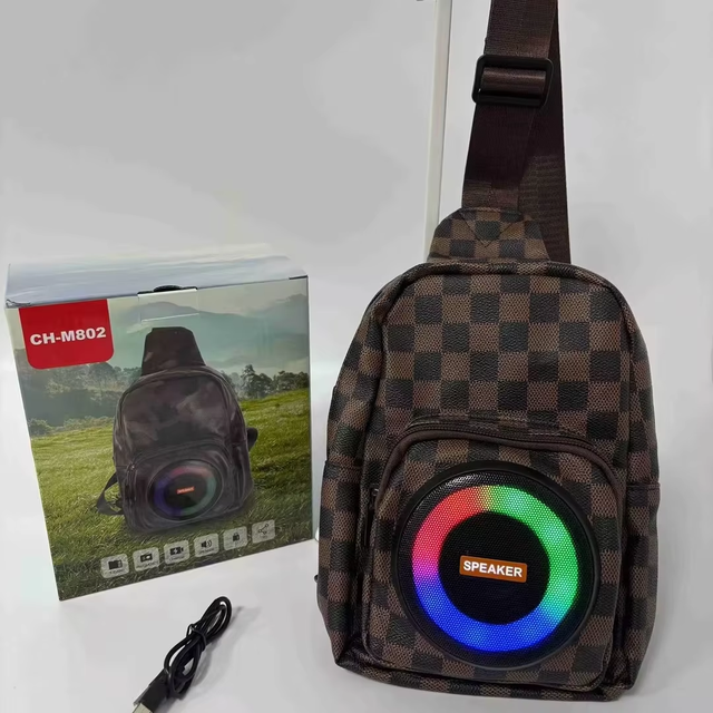 CH-M802 Backpack Color Light Speaker RGB Music Rhythm Light Light Mini Portable Bag Shoulder Bag Speaker,Luggage Speaker