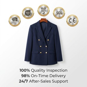 <span class=keywords><strong>Blazer</strong></span> Doppiopetto da Donna con <span class=keywords><strong>Bottoni</strong></span> Dorati, Giacca Elegante Personalizzabile OEM - Product Image 6
