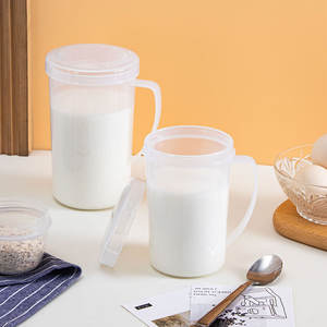 Milk Cup With <b>Lid</b> And Handle 500Ml <b>Microwaveable</b> Plastic Measuring Cup For Breakfast Minimalist Design - Product Image 3