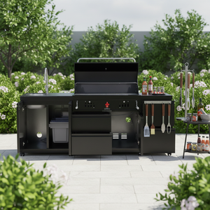 Food Truck Basisstation Outdoor-Schrank - Absenkbare Vorbereitungshöhe mit Stabilisierungsfüßen inklusive - Product Image 2