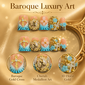 Ongles à presser 3D de luxe, en acrylique, couvrance totale, design carré, ensemble de manucure tendance pour doigts - Product Image 5