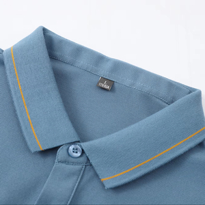 Polo en coton mercerisé 190g à manches courtes pour homme, avec logo personnalisé en fil doré, motif uni tendance, vente en gros - Product Image 6
