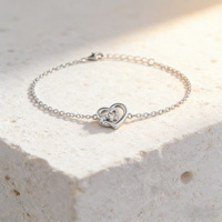 Bracelet de couple en argent sterling 925 plaqué platine pour femme, chaîne et maillons, zircon étincelant, cadeau romantique pour mariage ou fête