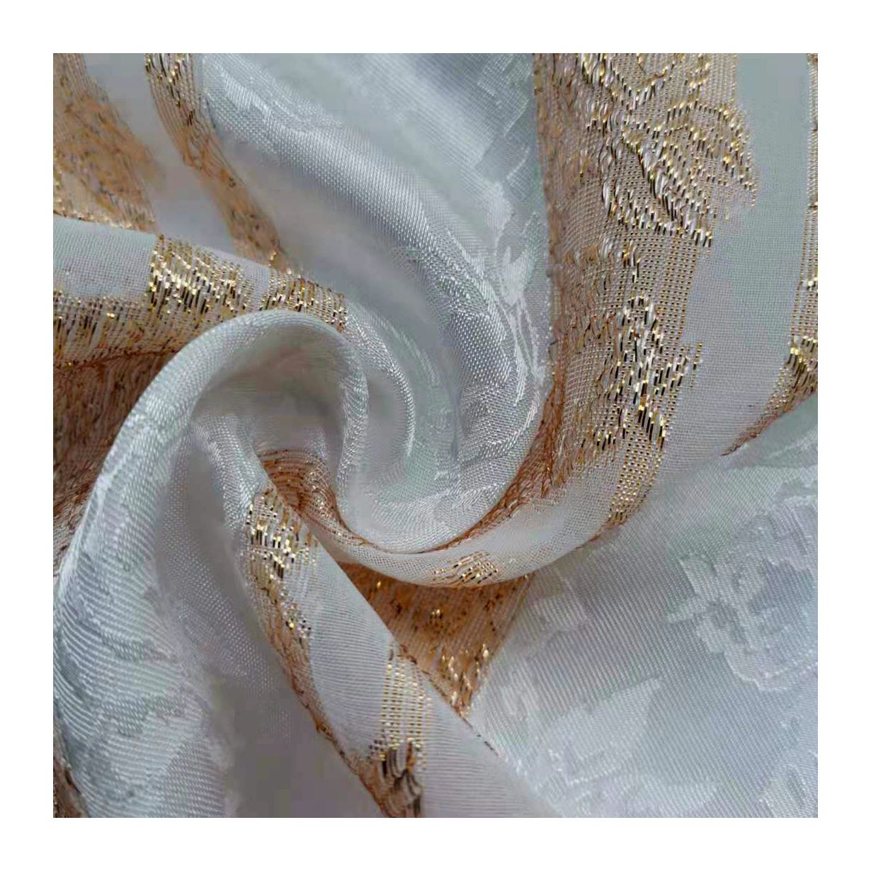 Металлическая жаккардовая ткань с цветочным рисунком, Полиэстеровая шифоновая ткань для платья, блузки