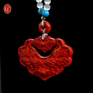 Collana con ciondolo in perline di cinabro rosso Koi - Amuleto spirituale per fortuna e successo |   Gioiello Regalo Unisex Personalizzabile con Benedizione di Buon Auspicio - Product Image 4