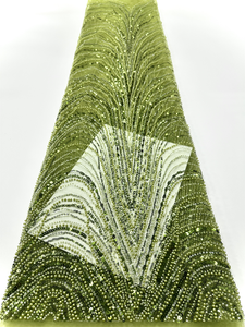 NI.AI奢华串珠蕾丝新娘网眼亮片珍珠网蕾丝面料婚纱材料 - Product Image 2