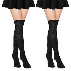 Bas de contention médicaux pour femmes, hauteur cuisse, épaisseur standard, couleur unie noir beige, pour toutes les saisons - Product Image 1