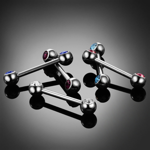 G23 de cristal de titanio de Gema anillo de lengua Piercings internamente roscado Sexy Mamilo Piercings lengua barra Piercings joyería de las mujeres - Product Image 3