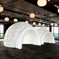 Tente de fête gonflable de jardin en forme de dôme igloo avec éclairage LED mobile de 4 m de diamètre, en tissu Oxford blanc, fabriquée en Chine