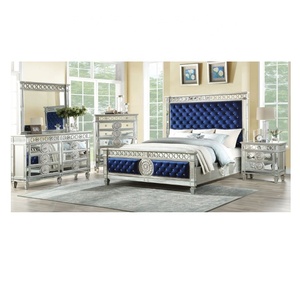 Juego de Muebles de Dormitorio Contemporáneo King-Size, Cama Suave de Madera Maciza con Espejo para Parejas, Uso Doméstico - Product Image 4