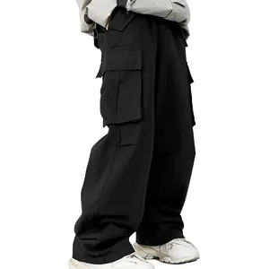 Hot Sale Streetwear Sweatpants Men Cargo Pants Wide Leg Sweat Pants 6 Pockets Wide Leg Cargo Pants For Men