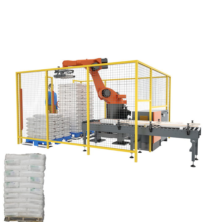 Robot Gripper Palletizer for 50kg Cement/Granule Bags Neatly Stacked on ...