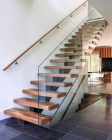 Ace Escalier en bois à bande de roulement en verre Escaliers droits Escaliers intérieurs personnalisés