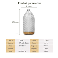 Diffuseur d'arômes en verre 100ML avec lumières LED 7 couleurs, avec fonction veilleuse et couleurs de rêve.