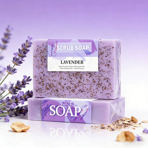 สบู่ลาเวนเดอร์ขัดผิวแบบแฮนด์เมด สบู่สครับอาบน้ำผสมน้ำมันหอมระเหยพรีเมียมแบบสกัดเย็น สำหรับผิวหน้าและผิวกาย เหมาะสำหรับผู้ชายและผู้หญิง - Product Image 1