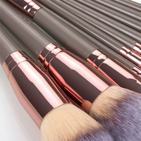 Ensemble de 15 pinceaux de maquillage professionnels noirs solides de luxe, haute qualité, avec logo personnalisé pour le visage