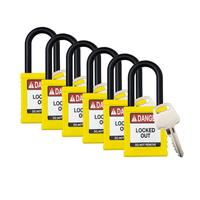 Cadenas en plastique durable avec anse courte en nylon, 25 mm, rouge, avec clé, sécurité avant tout