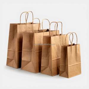 Sac de courses en papier kraft biodégradable et écologique de qualité alimentaire avec poignée longue pour promotion et emballage cadeau recyclable - Product Image 2
