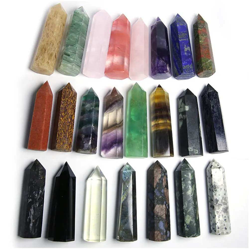 Natural amethyst tower crystal wand healing stone rose quartz crystal point home decoration